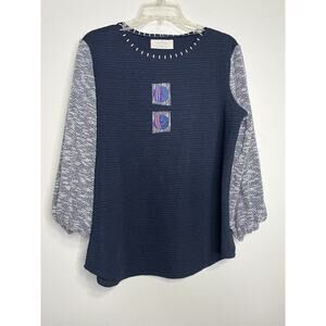 Vintage 80’s Sew Snazzy SimplicityTrendy Pullover Blouse Large Nautical Blue